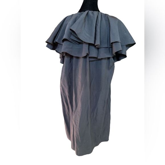 COS Black Ruffled Tunic Dress Size 10 Classic Dramatic Mini - Picture 10 of 12